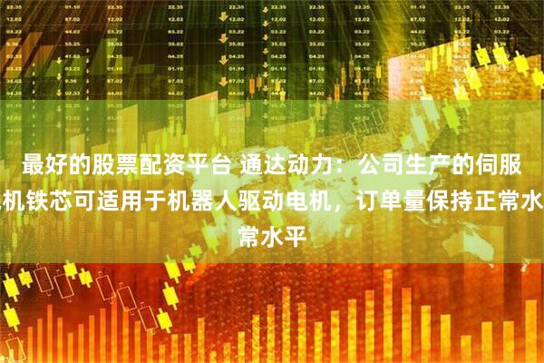 最好的股票配资平台 通达动力：公司生产的伺服电机铁芯可适用于机器人驱动电机，订单量保持正常水平