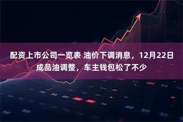 配资上市公司一览表 油价下调消息，12月22日成品油调整，车主钱包松了不少